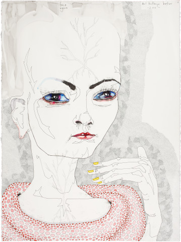 Del Kathryn Barton face again, 2011; water colour, gouache and ink on hot pressed paper

; 82 x 62 cm; enquire