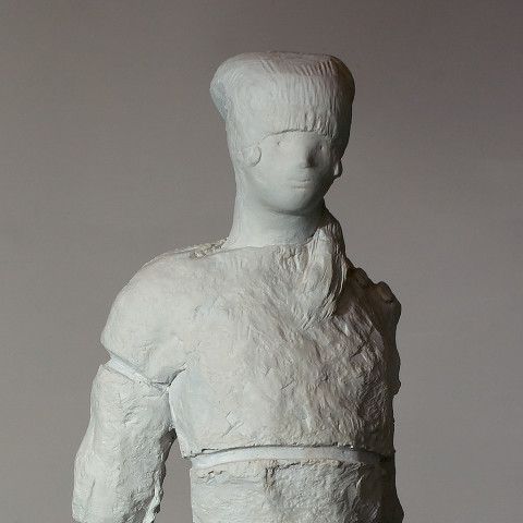Linda Marrinon Woman with Headscarf, 2008; tinted plaster; 75 x 20 x 17 cm; enquire