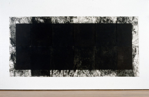 Mike Parr X Amount of Automatism Terminated By Block Part 3, 1991; drypoint and aquatint from copper and steel; 214 x 468 cm; enquire