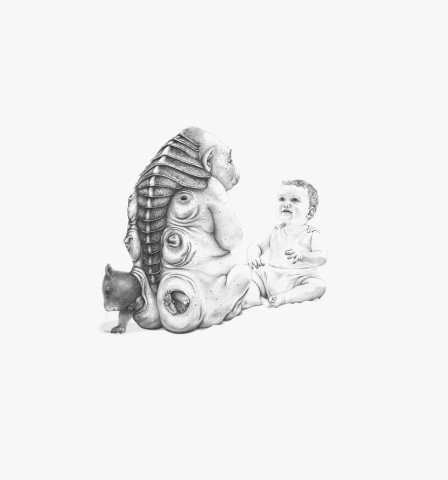 Patricia Piccinini James (sitting), 2006; graphite on paper; 57 x 77 cm; enquire