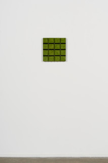 installation view; Hilarie Mais Sampler Green, 2007; wood, oil paint; 32 x 32 cm; enquire