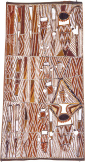 Les Midikuria Kunmatj, 1993; natural ochre pigments on bark; 80 x 162 cm; enquire