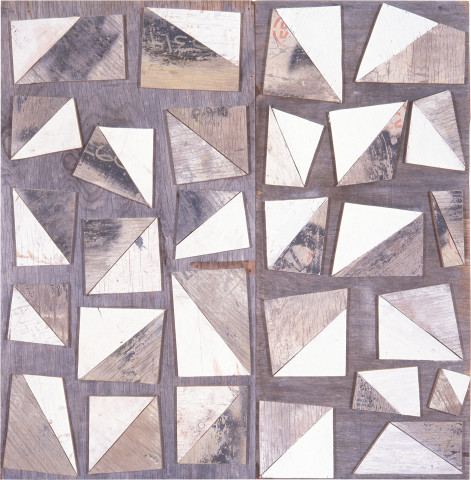 Rosalie Gascoigne Harlequin, 1994-95; sawn wood on craftboard; 105 x 103 cm; enquire