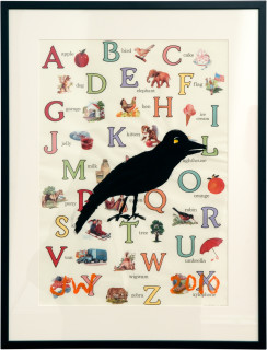Jenny Watson Classic Black 8: bird, 2010; acrylic on Italian nursery paper; 90 x 69 cm (framed); enquire