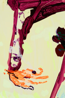 Tom Polo soft searching, secret grapes (detail), 2026; acrylic paint and Flashe on polycotton; 182 x 138 cm; enquire