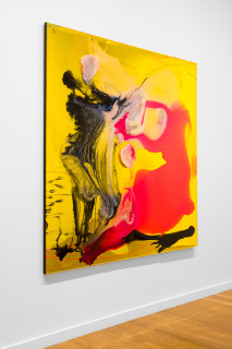 installation view; Dale Frank Lighter the sun slowly rose really blinding, blackening their mood, 2026; colour powder pigments in Epoxyglass, Epoxyglass, on perspex; 200 x 200 cm; enquire