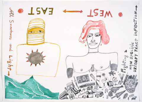 Gareth Sansom East/West, 1989; watercolour on paper; 56 x 76 cm; enquire