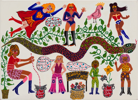 Kaylene Whiskey We Are Seven Sistas, 2020; Acrylic on linen; 67 x 91 cm; more info; enquire