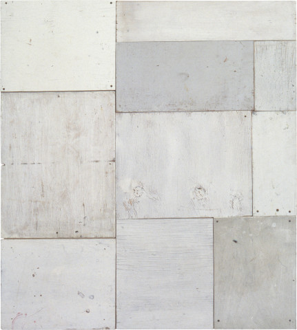 Rosalie Gascoigne Compound, 1994; timber and masonite; 102.5 x 92.5 cm; enquire