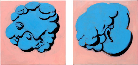 Tony Clark Putti (pair) II, 2008; acrylic on canvas; 2 parts each: 45.6 x 45.6 cm; enquire