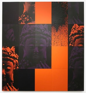Lindy Lee Jade Capital, 2006; acrylic and wax on boards, archival inks on pure cotton photorag
; 20 panels, 162cm x 150cm; enquire