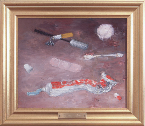 Fiona Hall Lying Low, 1996; oil on canvas; 34 x 39 cm; framed size; enquire