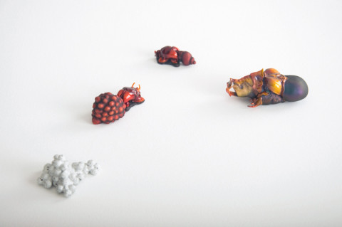 Patricia Piccinini Infestation, 2009-10; bronze, automotive paint; 4 pieces; dimensions variable; Edition of 6 + AP 2; enquire