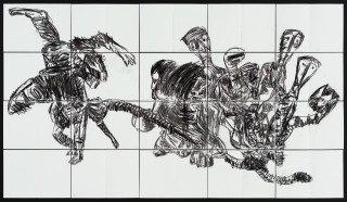 Pierre Mukeba Talking Parrot, 2021; charcoal and pastel on archival paper; 120 x 210 cm; more info; enquire