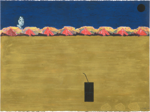 Fiona Foley Eliza's Trap, 1990; pastel, aquarelle, ink, oil stick and pencil on paper; 57 x 76.5 cm; enquire