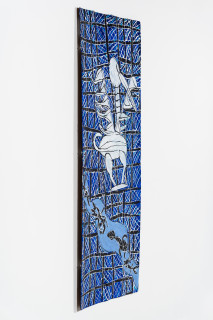 Dhambit Munuŋgurr Wandawuy, 2024; 6116-24; acrylic on bark; 209 x 81 cm; enquire