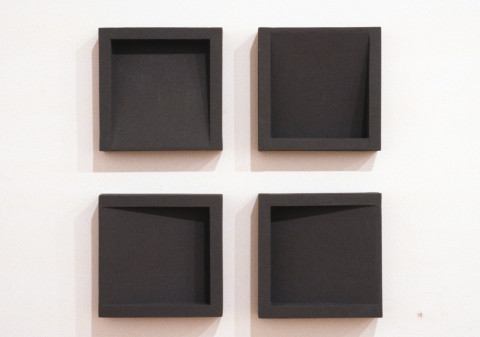 Trevor Richards Full Tilt Suspension, 1993; oil and marble dust on wood; 40 x 40 cm; enquire