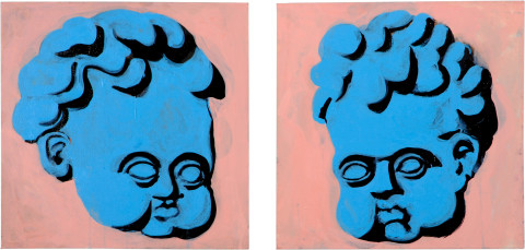 Tony Clark Putti (pair) IV, 2008; acrylic on canvas; 2 parts each: 45.6 x 45.6 cm; enquire