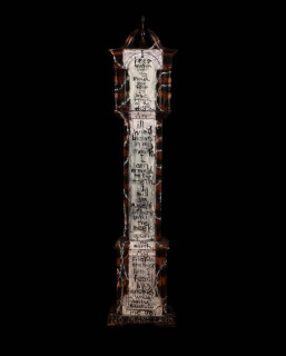 Fiona Hall Wrong Way Time, 2014; oil on long case clock; 183 x 41 x 25 cm; enquire