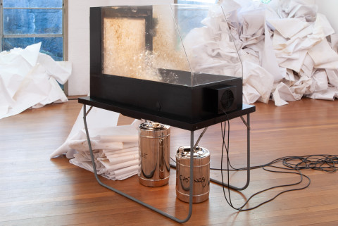 Hany Armanious Bubble Jet earth work, 2006; glycerine, worm castings, air; 159 x 80 x 140 cm; enquire