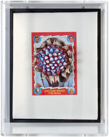 Rohan Wealleans Culture Shock for Buck, 2014; paint and polystyrene on trading cards; 17 x 13.8 x 9 cm; enquire