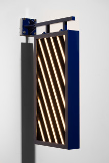 Callum Morton City Lights #5, 2026; steel, 2Pac polyurethane, lights; 89.5 x 50.5 x 12 cm; enquire