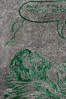 Daniel Boyd Untitled (QSUTLT) (detail), 2025; oil, acrylic and archival glue on paper mounted to canvas; 132 x 183 cm; enquire