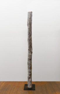 Nyapanyapa Yunupingu Dharpa, 2018; 203-18; Larrakitj: natural earth pigments on hollow log; 265 x 20 x 20 cm; Enquire
