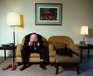 Anne Zahalka Room 4117 (with artwork by John Brack), Hotel Suite, 2008; Type C print; 75 x 92.5 cm; enquire