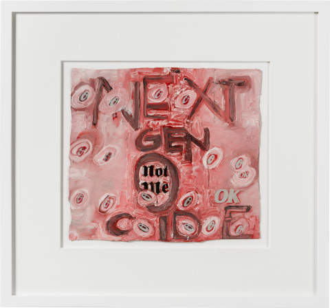 Fiona Hall next gen-o-cide, 2020; oil paint on aluminium drink cans; 54 x 58 cm; enquire