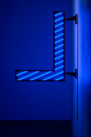 Callum Morton City Lights #1, 2026; steel, 2Pac polyurethane, lights; 90.5 x 79.5 x 12 cm; more info; enquire