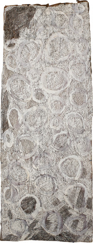 Nyapanyapa Yunupiŋu untitled, 2015; 4865F; Bark painting; 130 x 46 cm; enquire