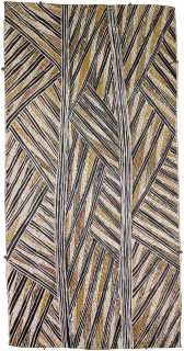 Mulkun Wirrpanda Gapu, 2015; 4520M; Bark painting; 81 x 42 cm; enquire