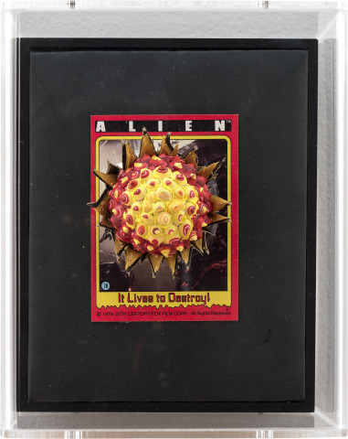 Rohan Wealleans It lives to destroy, 2014; paint and polystyrene on trading cards; 17 x 13.8 x 9 cm; enquire