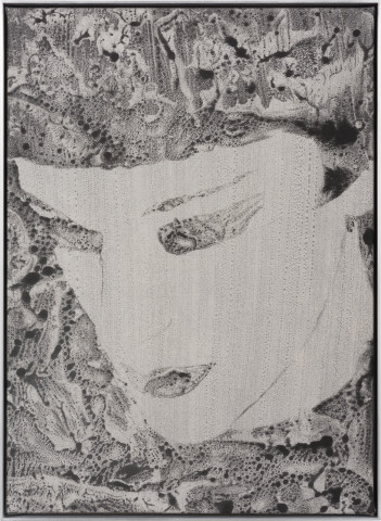 David Noonan Nico, 2023; liquid pigment on hand-dyed fabric, aluminium frame; 57.5 x 42 x 4 cm; enquire