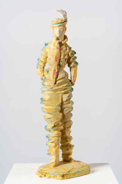 Linda Marrinon A sentimental bloke, 2025; painted plaster and hessian; 80 x 28 x 28 cm; enquire