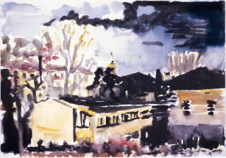 Gunter Christmann Rebusuber Suberebus, 1988; watercolour on Inges paper; 59.5 x 73.5 cm; enquire