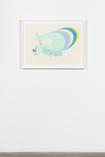 installation view; Patricia Piccinini Double Boot Nest, 2025; acrylic on paper; 56 x 76 cm; enquire