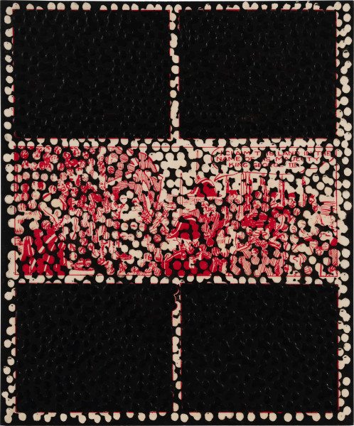 Daniel Boyd Untitled (TBAGAAW), 2025; oil, ink and archival glue on paper mounted to board; 30 x 25 cm; enquire