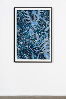 installation view; Dhambit Munuŋgurr Ḏulk, 2024; 2858-2; acrylic on paper; 135 x 93 cm; enquire