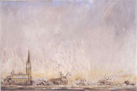 Linda Marrinon Country Church under Snow, 1996; Oil on canvas; 46 x 30 cm; enquire