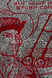 Daniel Boyd Untitled (ITYHTSTI) (detail), 2025; oil, acrylic and archival glue on canvas; diptych; 80 x 100.5cm each; enquire