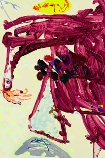 Tom Polo soft searching, secret grapes (detail), 2026; acrylic paint and Flashe on polycotton; 182 x 138 cm; enquire