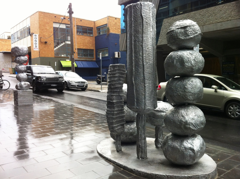 Kathy Temin Garden Islands, 2012; aluminum; approx 2.5 x 2.4 x 1.2m and 2.4 x 0.6 x 0.6 m; enquire