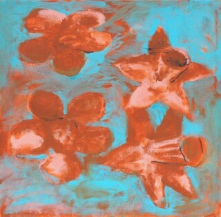 Tony Clark Still life with daffodils, 2005; acrylic and permanent ink on canvas; 30 x 30 cm; enquire