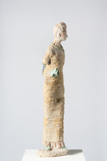 Linda Marrinon Woman with green rose (Portrait of Julia Zemiro), 2025; tinted and painted plaster with muslin; 110 x 28 x 28 cm; enquire