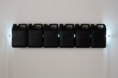 Bill Culbert Strait (Black), 2015; fluorescent light, plastic bottles; 30 x 120 x 12 cm; enquire