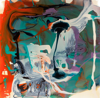 Dale Frank The fake triple fronted suburban mansion built of feathers, 2011; varnish on canvas; 200 x 200 cm; enquire