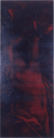 Lindy Lee A Preference For Specific Virtues, 1989; oils and wax on canvas; 153 x 59 cm; enquire