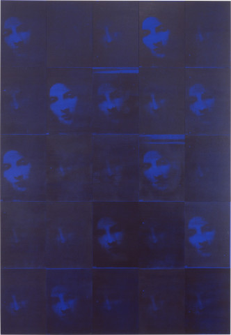 Lindy Lee A Glimpse of Being, 1997; acrylic and photocopy on Stonehenge paper on board; 205 x 142.5 cm; 25 panels; enquire
